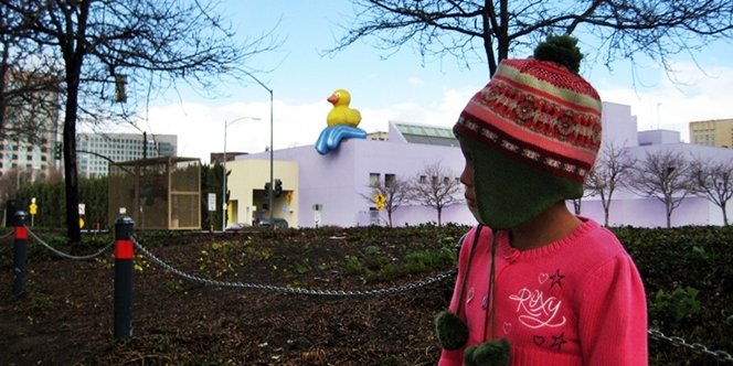 CLICK to continue: Sofia outside the Children's Discovery Museum