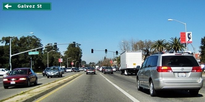 CLICK to continue: Left on Galvez St from El Camino Real