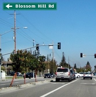 CLICK to go LEFT on Blossom Hill Road from Los Gatos Blvd